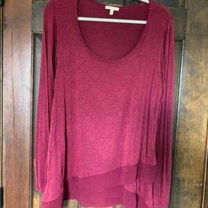 Anthropologie NWOT Bordeaux Chiffon Hemmed Top